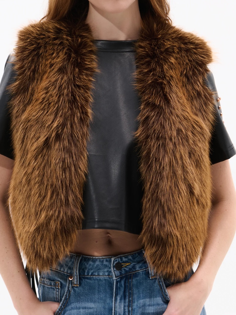 Women's Brown Faux Fur Vest - Luxe Layering